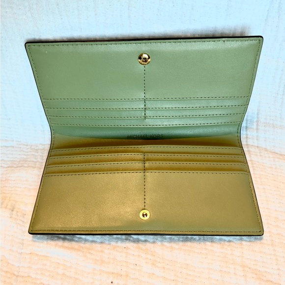 Michael Kors Gray and Green Wallet with Signature Design - Picture 3 of 3